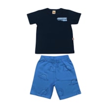 Conjunto Masculino Camiseta Estampa Jurassic e Bermuda Moletinho 9538 - Livy     