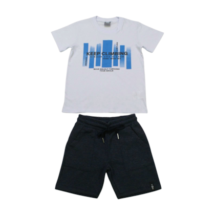 Conjunto Masculino Camiseta Estampa keep e Bermuda Moletinho 22416 - Two Colors 