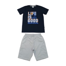Conjunto Masculino Camiseta Estampa Life e Bermuda Moletinho 9194 - Soletex