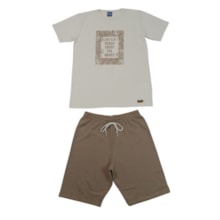Conjunto Masculino Camiseta Estampa Life´s e Bermuda Sarjada 47128 - Rei Rex