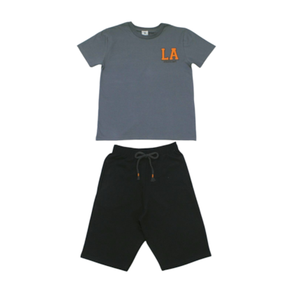 Conjunto Masculino Camiseta Estampa Los Angeles e Bermuda Moletinho 8131 - By Gus