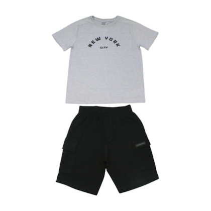 Conjunto Masculino Camiseta Estampa New York e Bermuda Moletinho 25336 - Andgo   