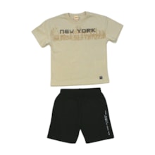 Conjunto Masculino Camiseta Estampa New York e Bermuda Moletinho 9331 - Livy  