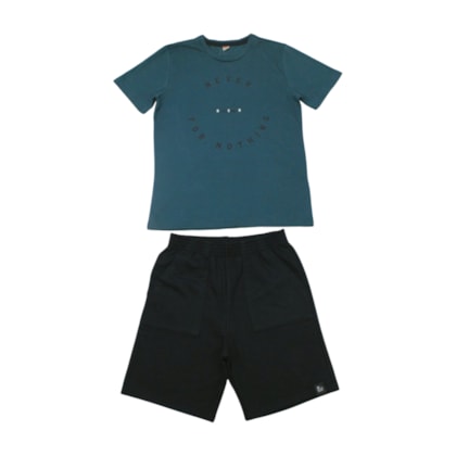 Conjunto Masculino Camiseta Estampa Nothing e Bermuda Moletinho 56923 - Boca Grande