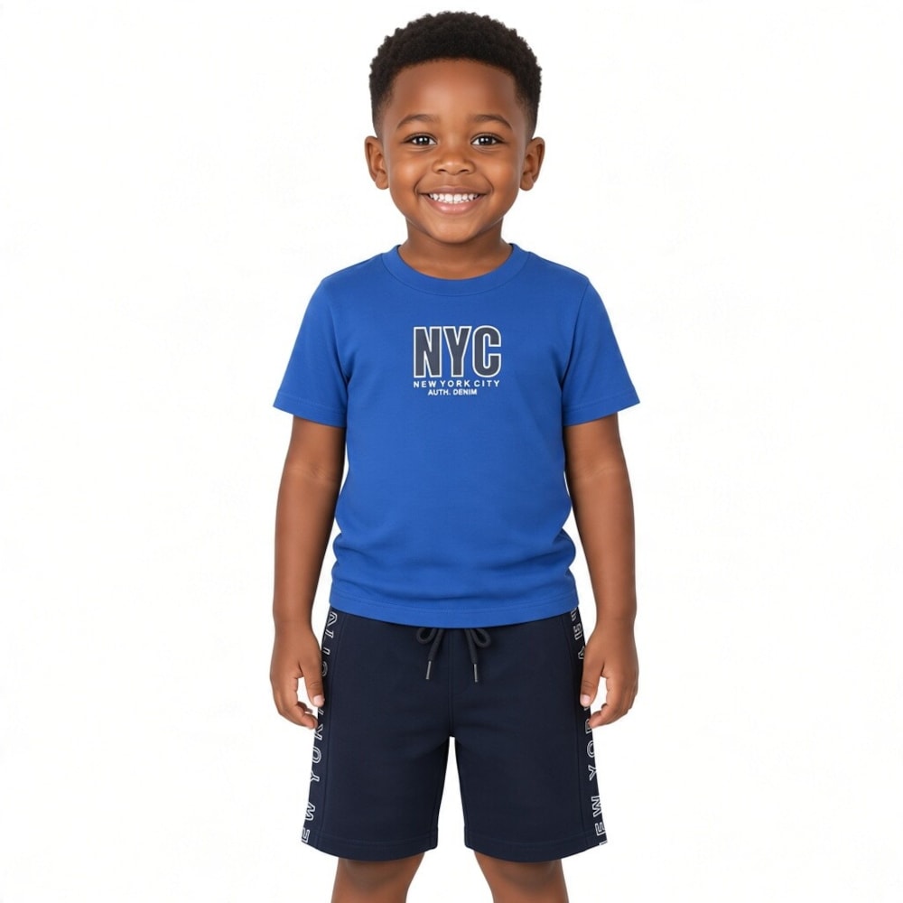 Conjunto Masculino Camiseta Estampa Nyc e Bermuda Moletinho 8607 - By Gus