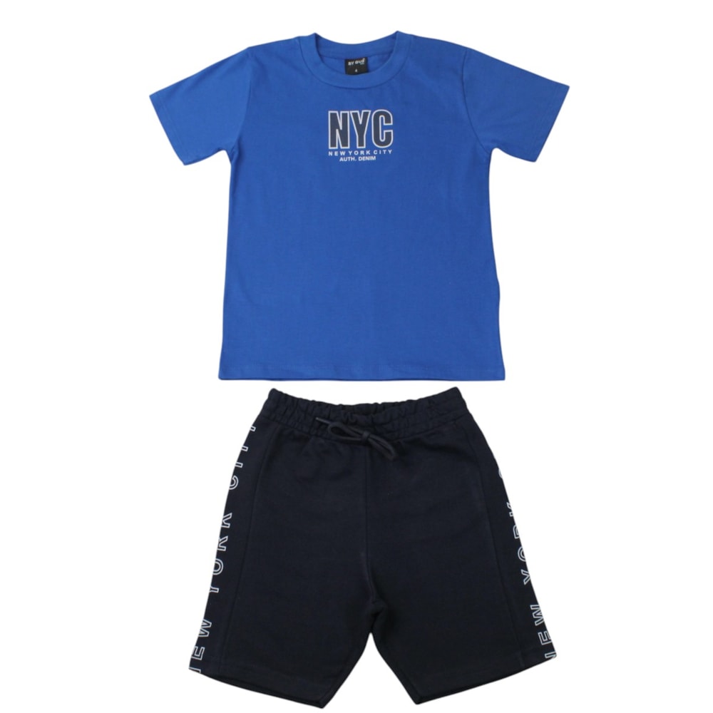 Conjunto Masculino Camiseta Estampa Nyc e Bermuda Moletinho 8607 - By Gus
