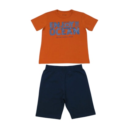 Conjunto Masculino Camiseta Estampa Ocean e Bermuda Moletinho 26686 - Brandili