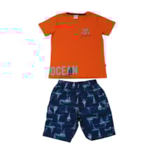 Conjunto Masculino Camiseta Estampa Ocean e Bermuda Tactel 9197 - Soletex