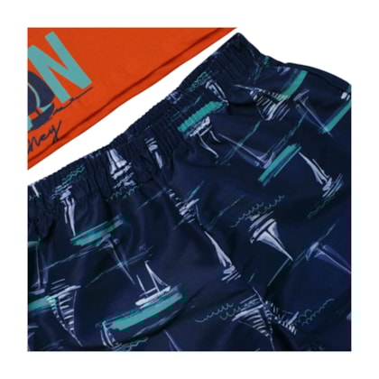 Conjunto Masculino Camiseta Estampa Ocean e Bermuda Tactel 9197 - Soletex