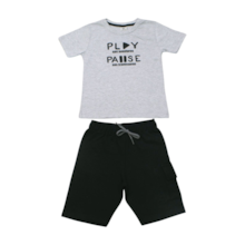 Conjunto Masculino Camiseta Estampa Play e Bermuda Moletinho - By Gus 