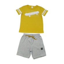 Conjunto Masculino Camiseta Estampa Radical e Bermuda Moletinho 19130 - Boca Grande