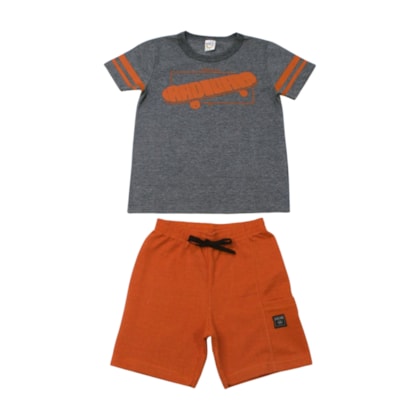 Conjunto Masculino Camiseta Estampa Radical e Bermuda Moletinho 19130 - Boca Grande