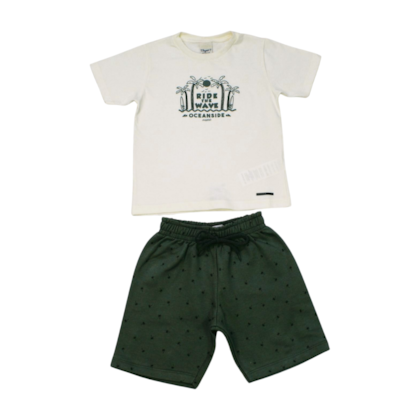 Conjunto Masculino Camiseta Estampa Ride e Bermuda Moletinho 28833 - Angerô      