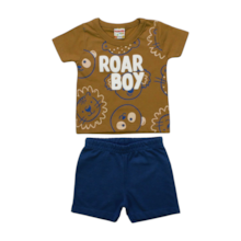 Conjunto Masculino Camiseta Estampa Roar e Bermuda Moletinho 26114 - Brandili 