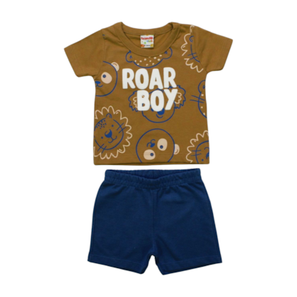 Conjunto Masculino Camiseta Estampa Roar e Bermuda Moletinho 26114 - Brandili 