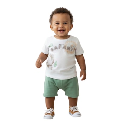Conjunto Masculino Camiseta Estampa Safari e Bermuda Moletinho 9940 - Livy