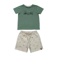 Conjunto Masculino Camiseta Estampa Savana e Bermuda Moletinho 30389 - Glinny      