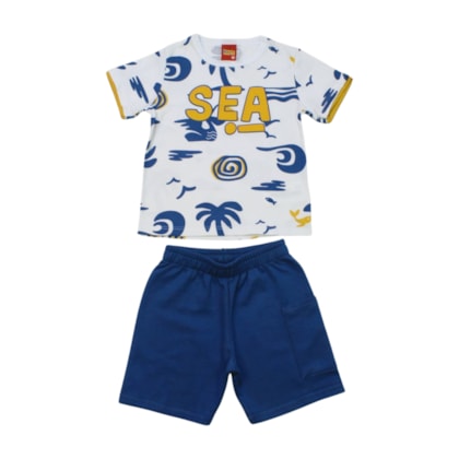 Conjunto Masculino Camiseta Estampa Sea e Bermuda Moletinho 1001350 - Kyly