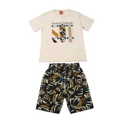 Conjunto Masculino Camiseta Estampa Skate e Bermuda Moletinho 1001082 - Kyly    