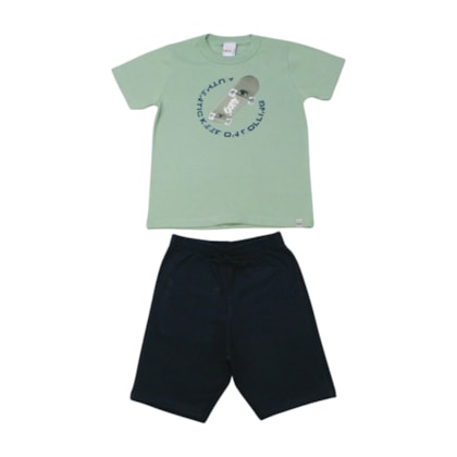 Conjunto Masculino Camiseta Estampa Skate e Bermuda Moletinho 11937 - Kaiani   