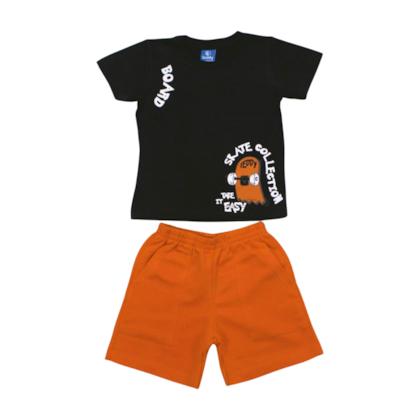 Conjunto Masculino Camiseta Estampa Skate e Bermuda Moletinho 17604 - Teddy   