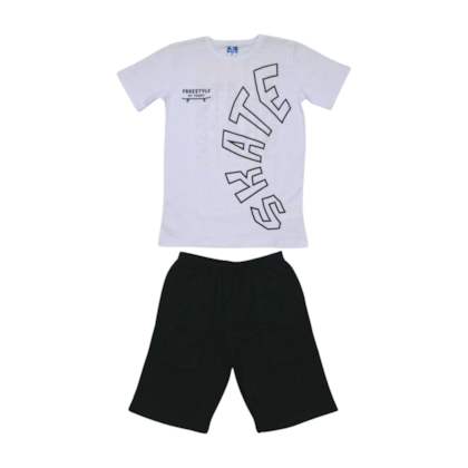 Conjunto Masculino Camiseta Estampa Skate e Bermuda Moletinho 17634 - Teddy   