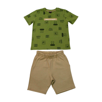 Conjunto Masculino Camiseta Estampa Skate e Bermuda Moletinho C91441 - Cativa