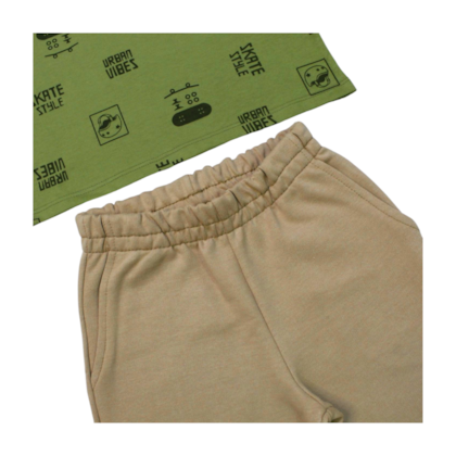 Conjunto Masculino Camiseta Estampa Skate e Bermuda Moletinho C91441 - Cativa