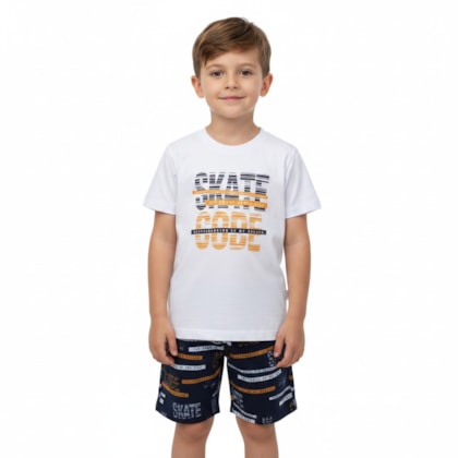 Conjunto Masculino Camiseta Estampa Skate e Bermuda Tactel 35024 - Bicho Bagunça