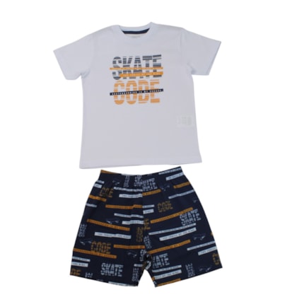 Conjunto Masculino Camiseta Estampa Skate e Bermuda Tactel 35024 - Bicho Bagunça
