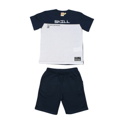 Conjunto Masculino Camiseta Estampa Skill e Bermuda Moletinho 9324 - Livy