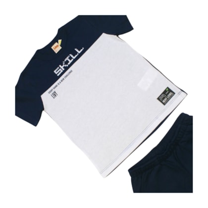 Conjunto Masculino Camiseta Estampa Skill e Bermuda Moletinho 9324 - Livy