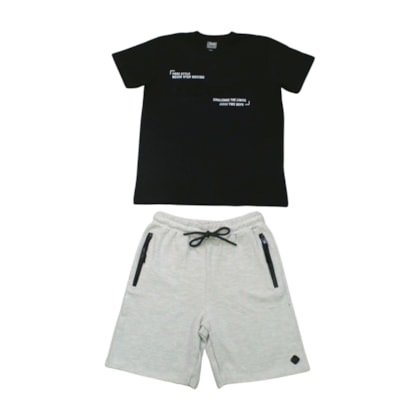Conjunto Masculino Camiseta Estampa Street e Bermuda Moletinho 25444 - Two Colors
