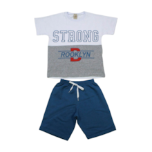 Conjunto Masculino Camiseta Estampa Strong e Bermuda Moletinho 24860 - Leb 