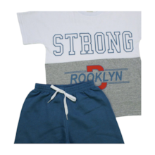 Conjunto Masculino Camiseta Estampa Strong e Bermuda Moletinho 24860 - Leb 