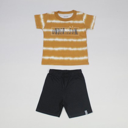 Conjunto Masculino Camiseta Estampa Sun e Bermuda Moletinho 20973 - Elian