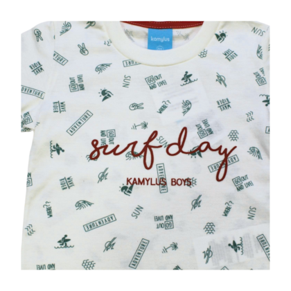 Conjunto Masculino Camiseta Estampa Surf Day e Bermuda Moletinho 43710 - Kamylus 