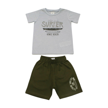 Conjunto Masculino Camiseta Estampa Surf e Bermuda Moletinho 28844 - Angerô 
