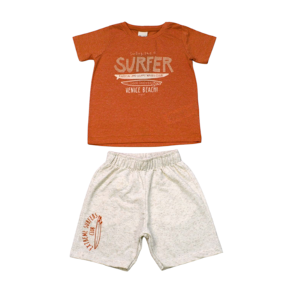 Conjunto Masculino Camiseta Estampa Surf e Bermuda Moletinho 28844 - Angerô 