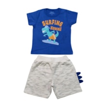 Conjunto Masculino Camiseta Estampa Surfing e Bermuda Moletinho 2382 - Bicho Bagunça