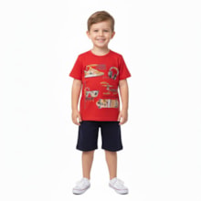 Conjunto Masculino Camiseta Estampa Tênis e Bermuda Moletinho 47166 - Rei Rex