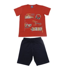 Conjunto Masculino Camiseta Estampa Tênis e Bermuda Moletinho 47166 - Rei Rex