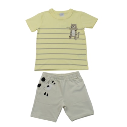 Conjunto Masculino Camiseta Estampa Tigre e Bermuda Moletinho 302935 - Rovitex