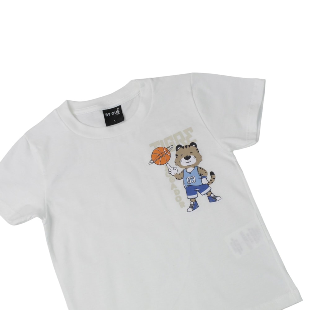 Conjunto Masculino Camiseta Estampa Tigre e Bermuda Moletinho 8597 - By Gus