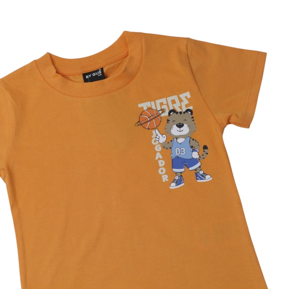 Conjunto Masculino Camiseta Estampa Tigre e Bermuda Moletinho 8597 - By Gus