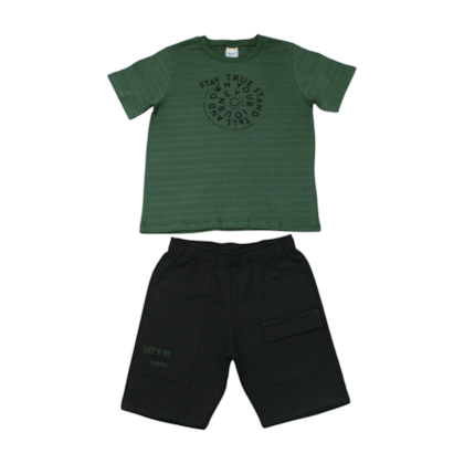 Conjunto Masculino Camiseta Estampa True e Bermuda Moletinho 28863 - Angerô 