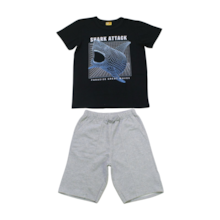 Conjunto Masculino Camiseta Estampa Tubarão e Bermuda Moletinho 22258 - Rollu 
