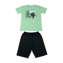 Conjunto Masculino Camiseta Estampa Urban e Bermuda Moletinho 18381 - Teddy           