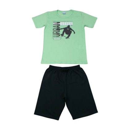 Conjunto Masculino Camiseta Estampa Urban e Bermuda Moletinho 18381 - Teddy           