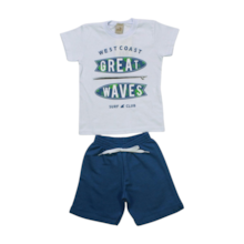 Conjunto Masculino Camiseta Estampa Waves  e Bermuda Moletinho 24724 - Leb